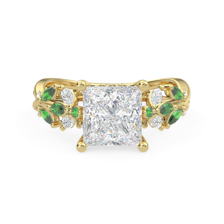 360 degree view of Butterfly And Bee Vine Twist Lab Emerald Engagement Ring
