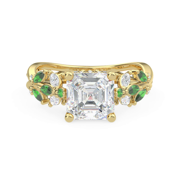 360 degree view of Butterfly And Bee Vine Twist Lab Emerald Engagement Ring