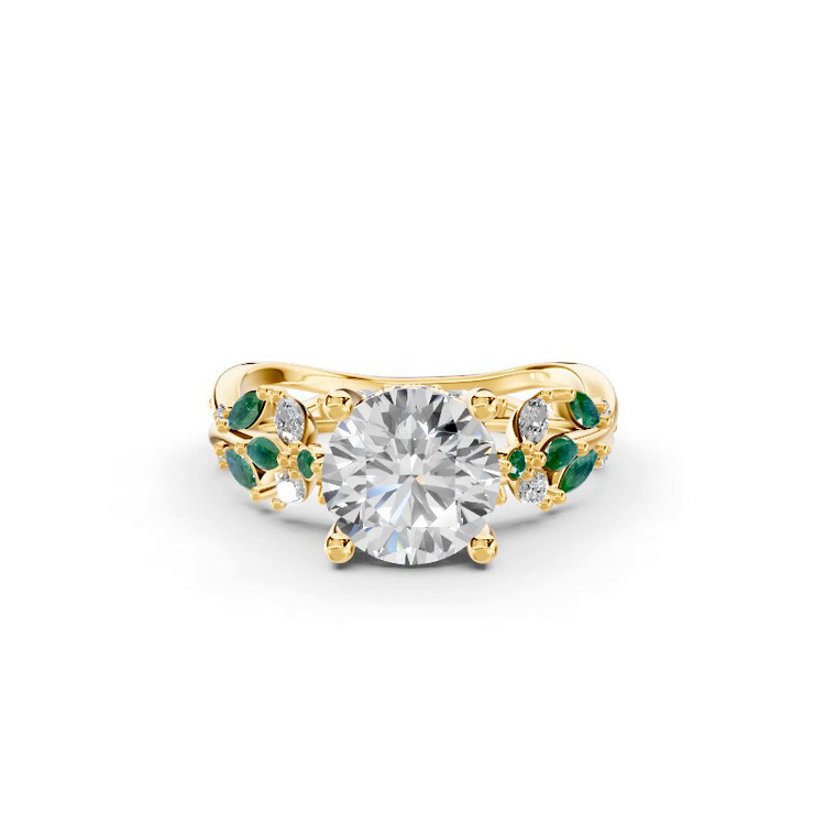 360 degree view of Butterfly And Bee Vine Twist Lab Emerald Engagement Ring