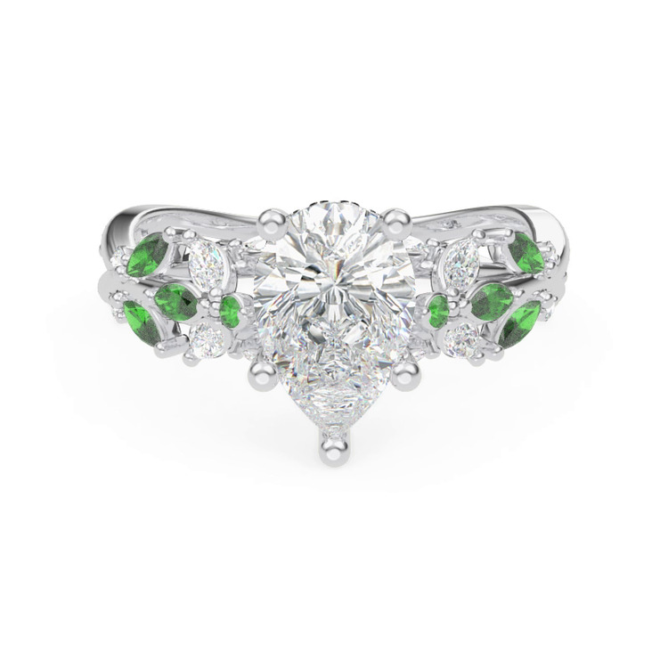 360 degree view of Butterfly And Bee Vine Twist Lab Emerald Engagement Ring