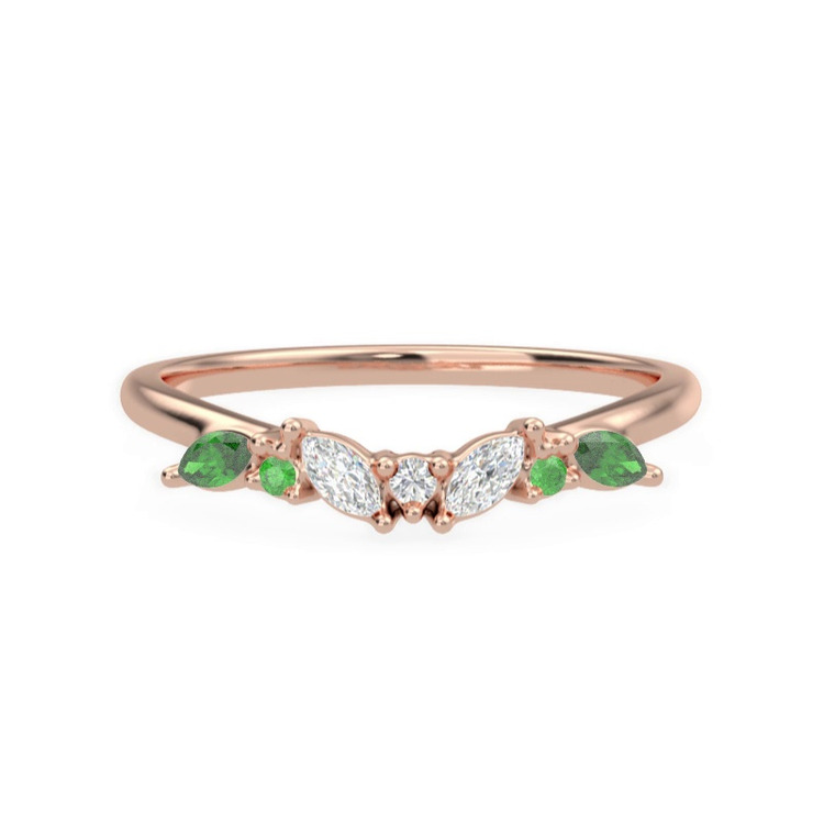 360 degree view of Butterfly and Bee Vine Twist Lab Emerald Band