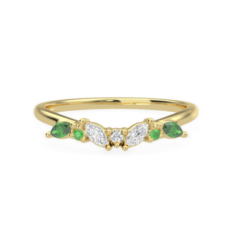 360 degree view of Butterfly and Bee Vine Twist Lab Emerald Band