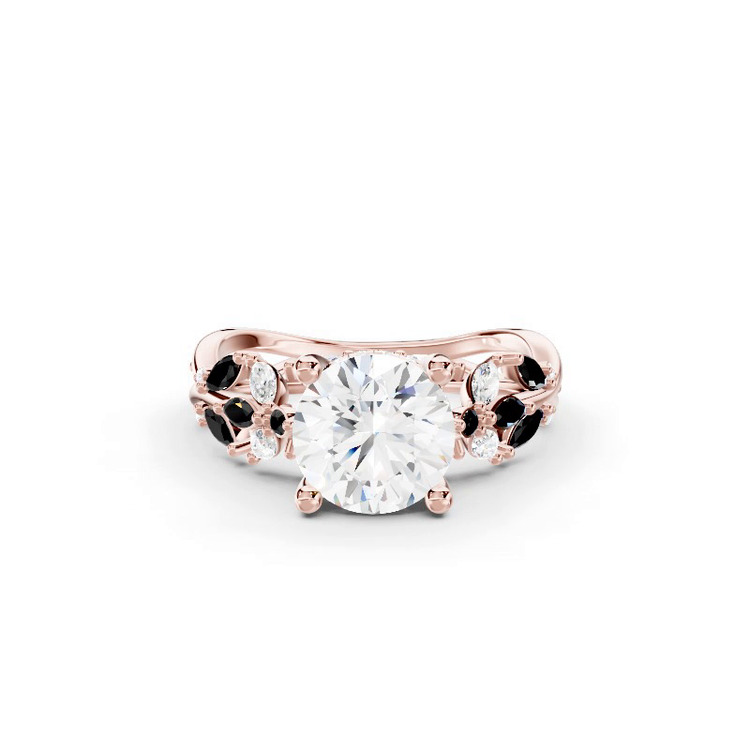 360 degree view of Butterfly And Bee Vine Twist Black Diamond Engagement Ring
