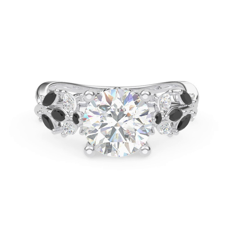 360 degree view of Butterfly And Bee Vine Twist Black Diamond Engagement Ring
