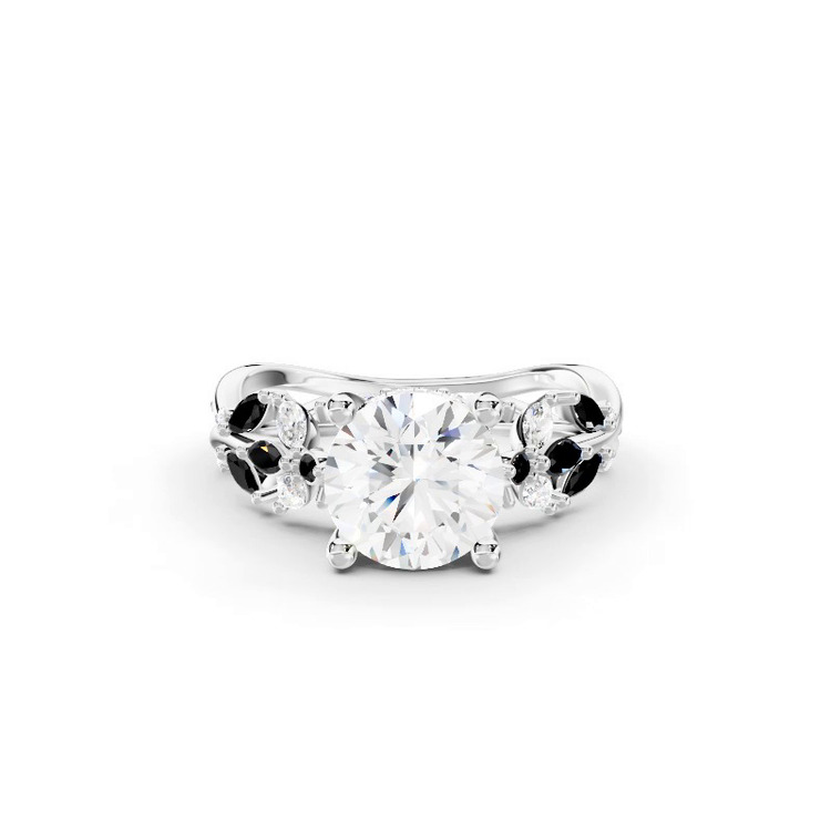 360 degree view of Butterfly And Bee Vine Twist Black Diamond Engagement Ring
