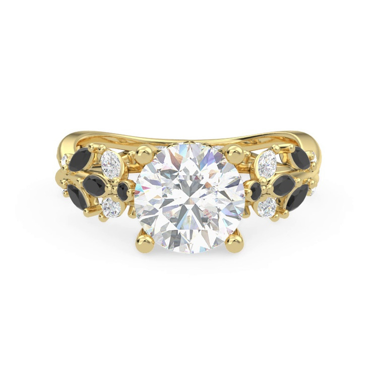 360 degree view of Butterfly And Bee Vine Twist Black Diamond Engagement Ring