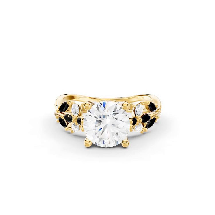 360 degree view of Butterfly And Bee Vine Twist Black Diamond Engagement Ring