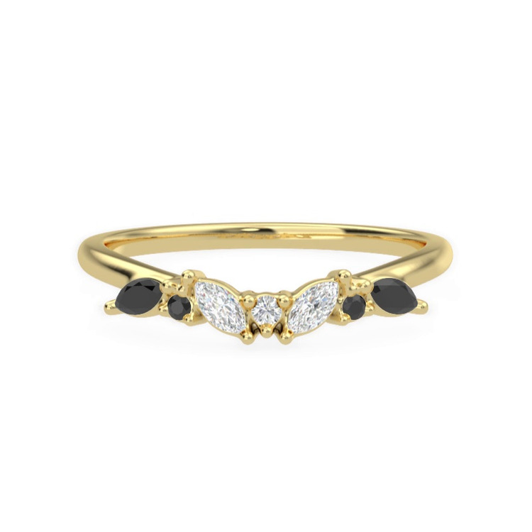 360 degree view of Butterfly and Bee Black Diamond Band