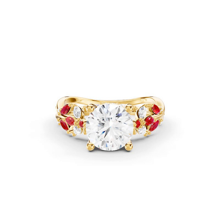 360 degree view of Butterfly And Bee Vine Twist Lab Ruby Engagement Ring