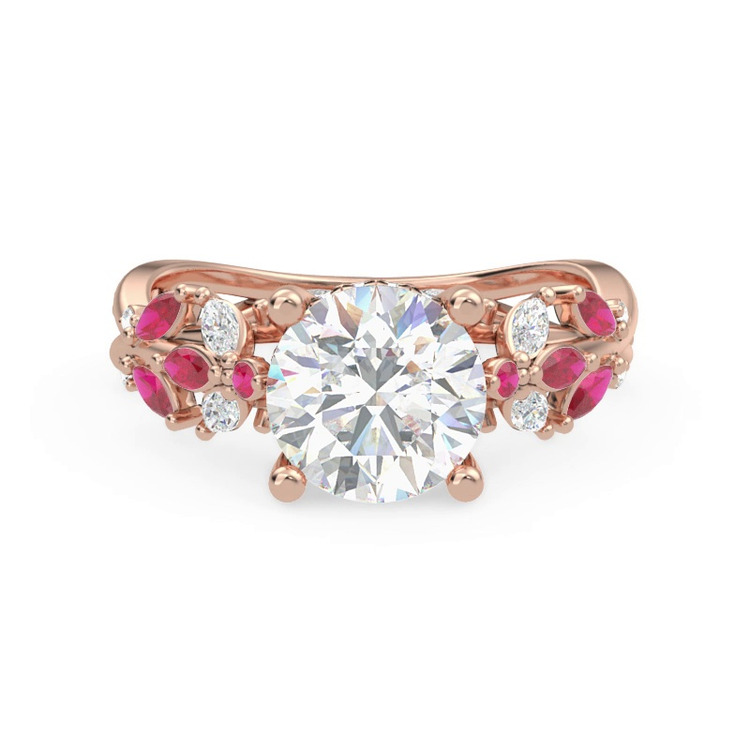 360 degree view of Butterfly And Bee Vine Twist Lab Ruby Engagement Ring