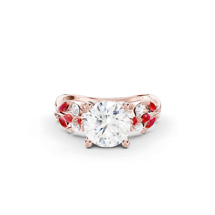 360 degree view of Butterfly And Bee Vine Twist Lab Ruby Engagement Ring