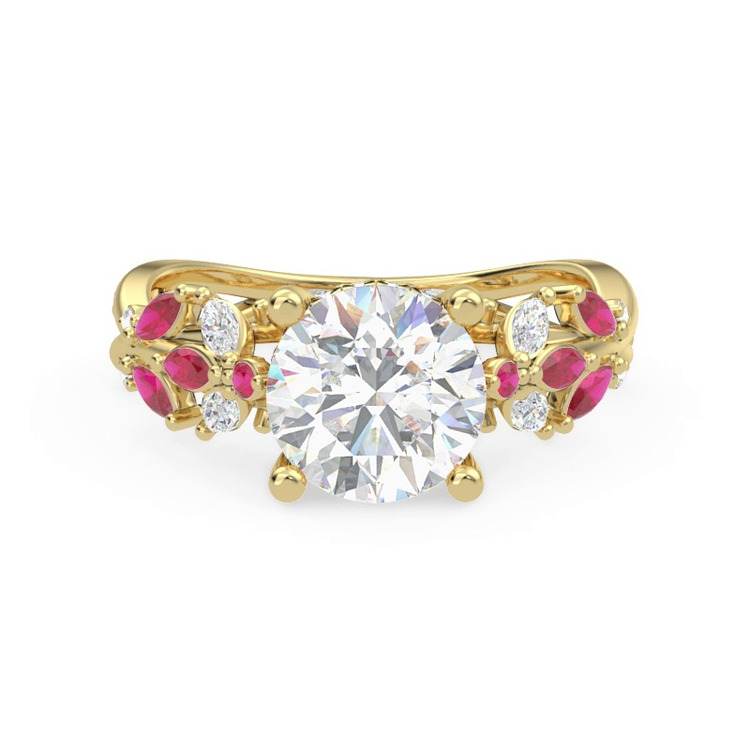 360 degree view of Butterfly And Bee Vine Twist Lab Ruby Engagement Ring