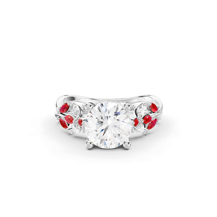 360 degree view of Butterfly And Bee Vine Twist Lab Ruby Engagement Ring