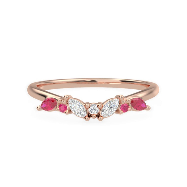 360 degree view of Butterfly and Bee Vine Twist Lab Ruby Band