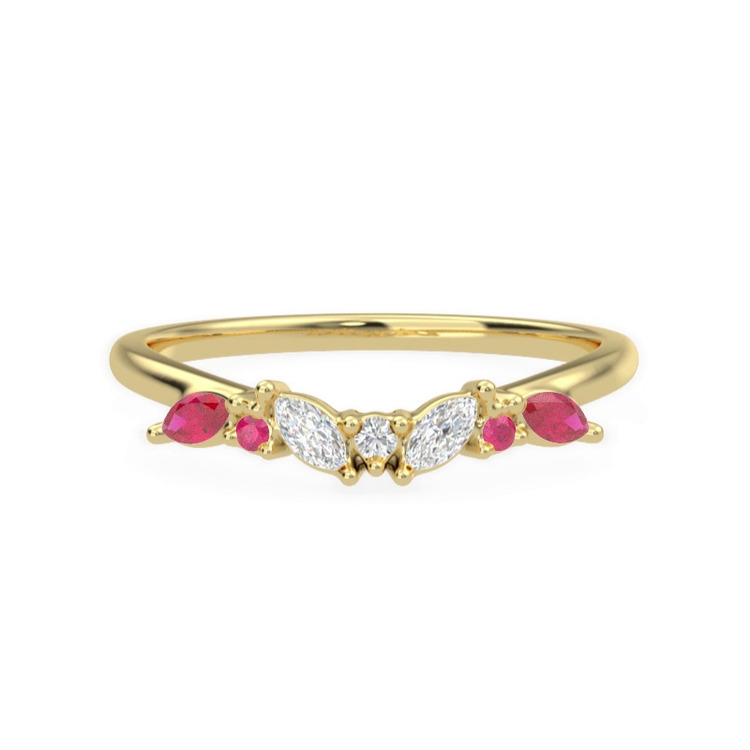 360 degree view of Butterfly and Bee Vine Twist Lab Ruby Band