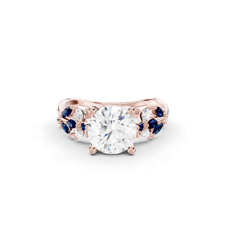 360 degree view of Butterfly And Bee Vine Twist Lab Sapphire Engagement Ring