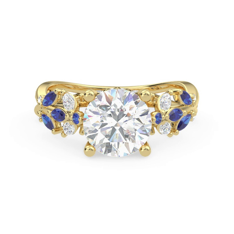 360 degree view of Butterfly And Bee Vine Twist Lab Sapphire Engagement Ring