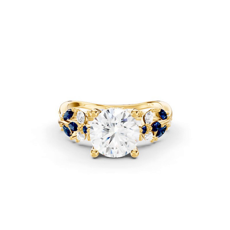360 degree view of Butterfly And Bee Vine Twist Lab Sapphire Engagement Ring