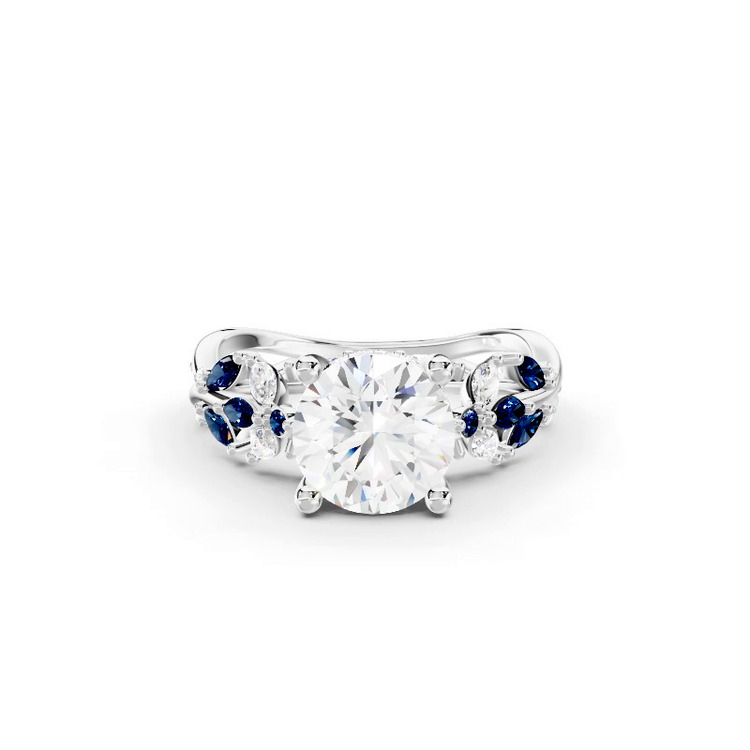 360 degree view of Butterfly And Bee Vine Twist Lab Sapphire Engagement Ring