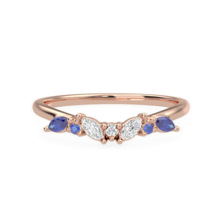 360 degree view of Butterfly and Bee Lab Sapphire & Diamond Band