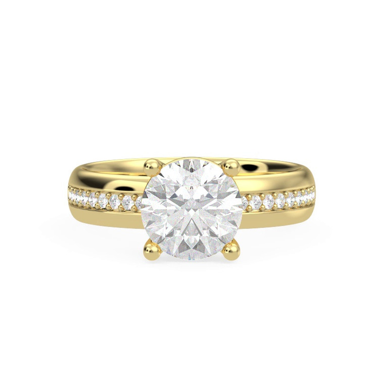 360 degree view of Monaco Wide Pavé Solitaire (4MM)