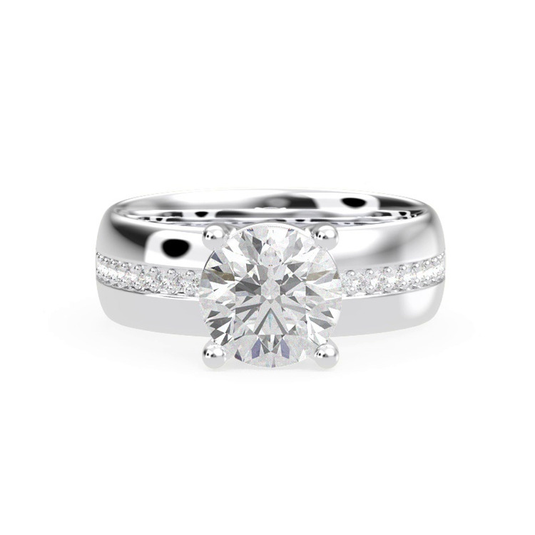 360 degree view of Monaco Wide Pavé Solitaire (6MM)