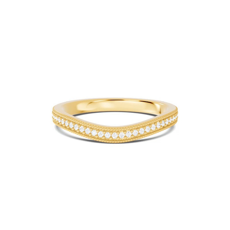 360 degree view of Milgrain Curved Pavé Diamond Band