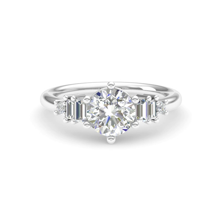360 degree view of Tia Graduated Baguette And Round Diamond Engagement Ring