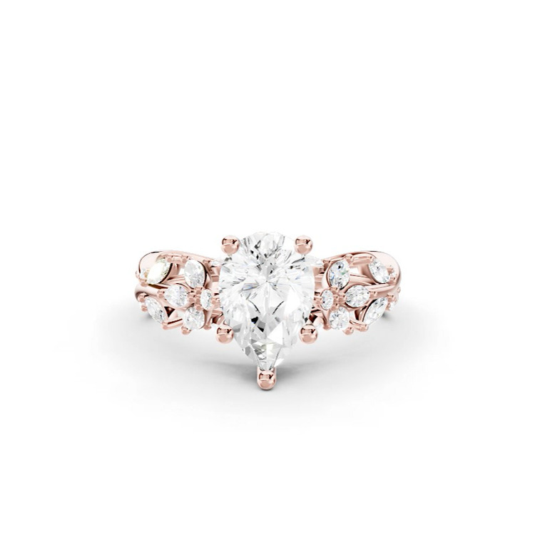 360 degree view of Butterfly And Bee Vine Twist Lab Engagement Ring