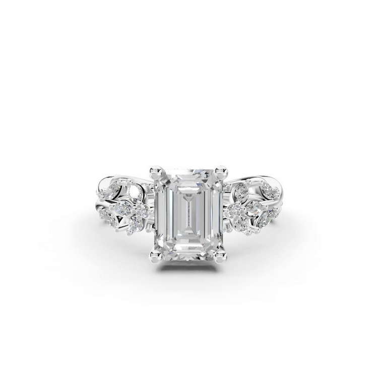 360 degree view of Butterfly And Bee Vine Twist Lab Engagement Ring