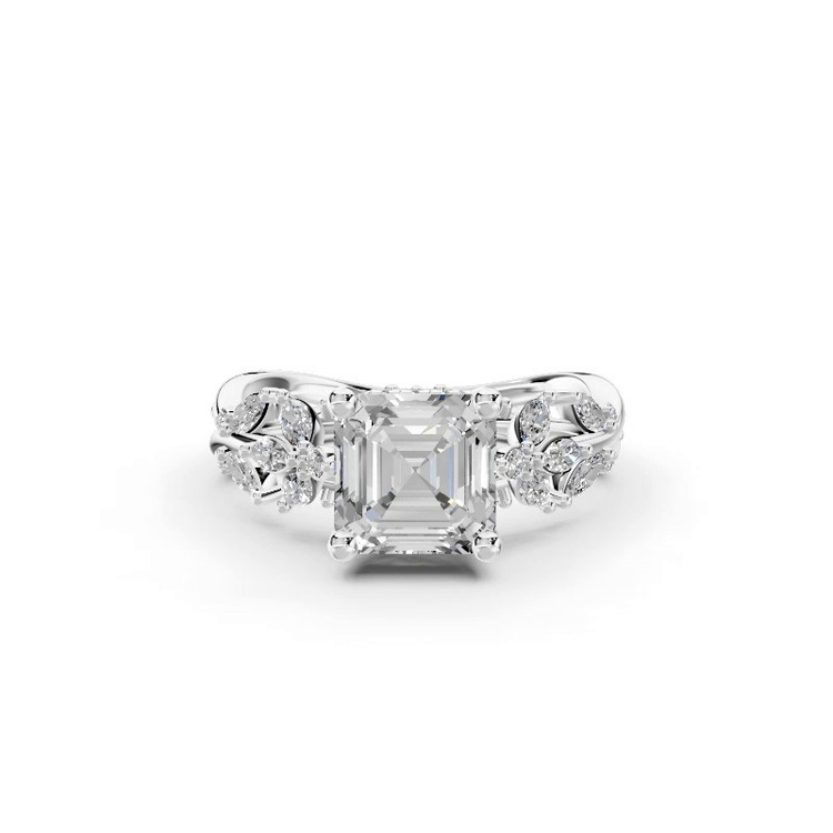 360 degree view of Butterfly And Bee Vine Twist Lab Engagement Ring