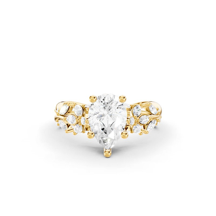 360 degree view of Butterfly And Bee Vine Twist Lab Engagement Ring