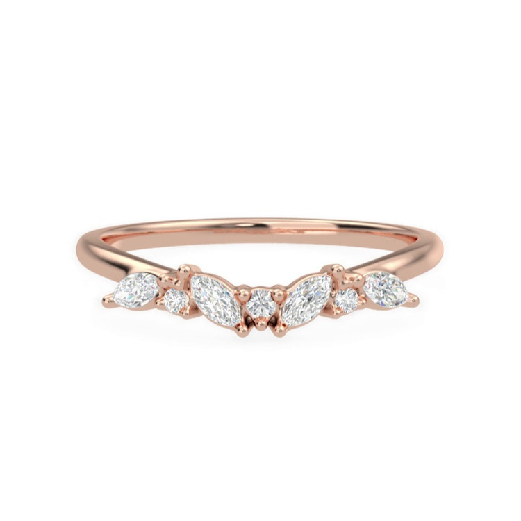 360 degree view of Butterfly And Bee Curved Diamond Band