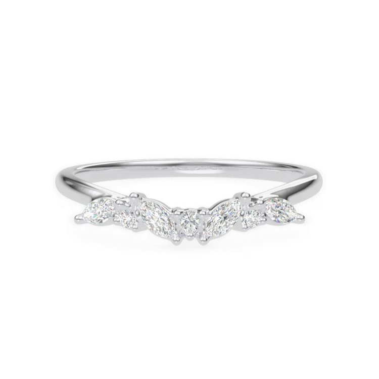 360 degree view of Butterfly And Bee Curved Diamond Band