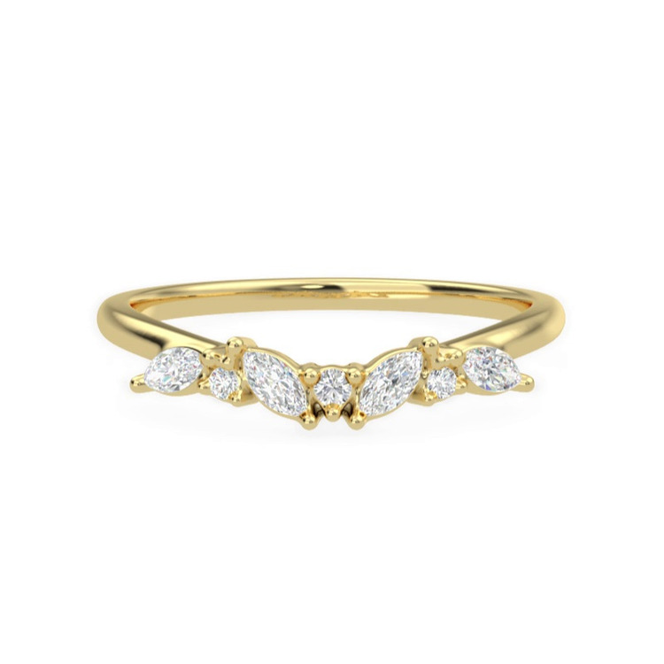 360 degree view of Butterfly And Bee Curved Diamond Band