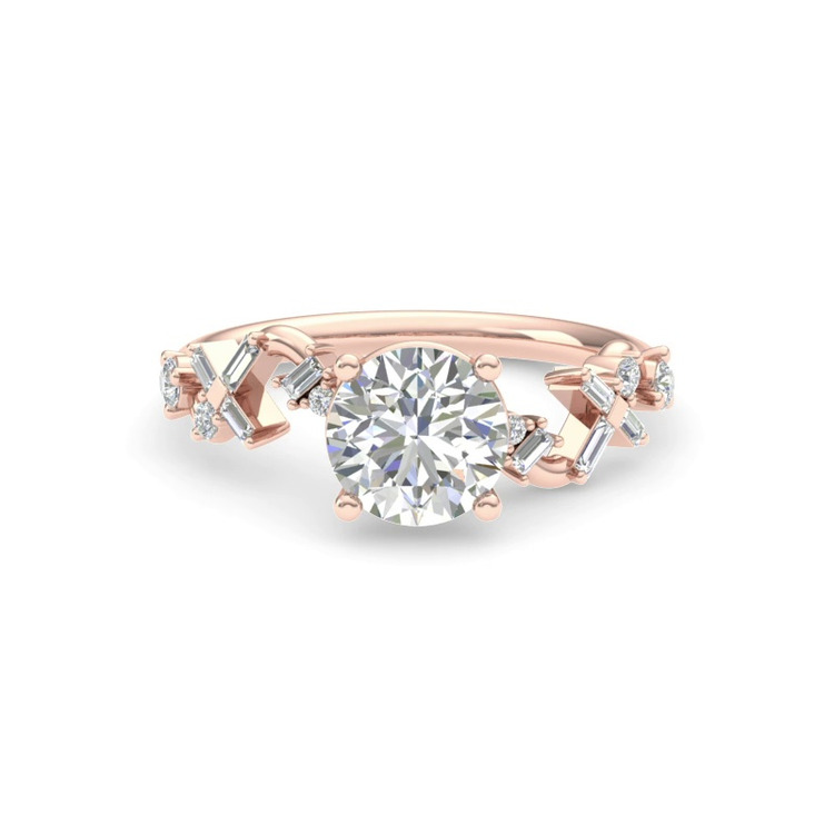 360 degree view of Myra Round And Baguette Winding Diamond Engagement Ring