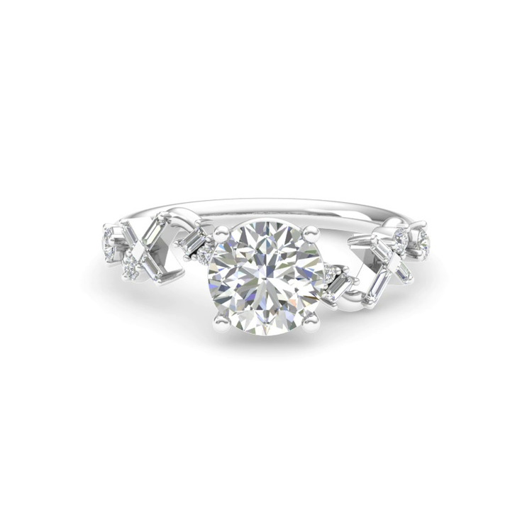 360 degree view of Myra Round And Baguette Winding Diamond Engagement Ring