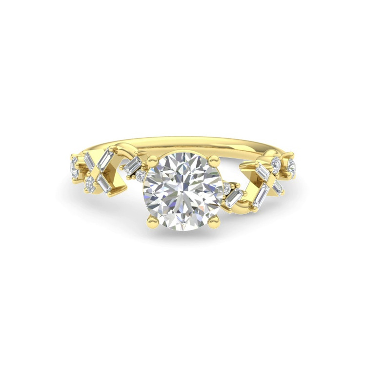 360 degree view of Myra Round And Baguette Winding Diamond Engagement Ring