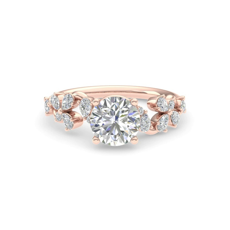 360 degree view of Olga Pear and Round Lab Diamond Winding Engagement Ring