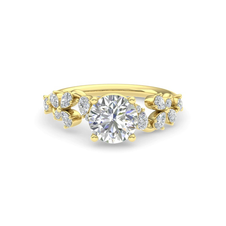 360 degree view of Olga Pear and Round Lab Diamond Winding Engagement Ring