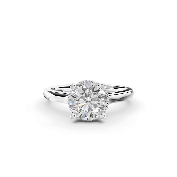 360 degree view of Ravenna Milgrain Halo Solitaire Engagement Ring (2.0mm)