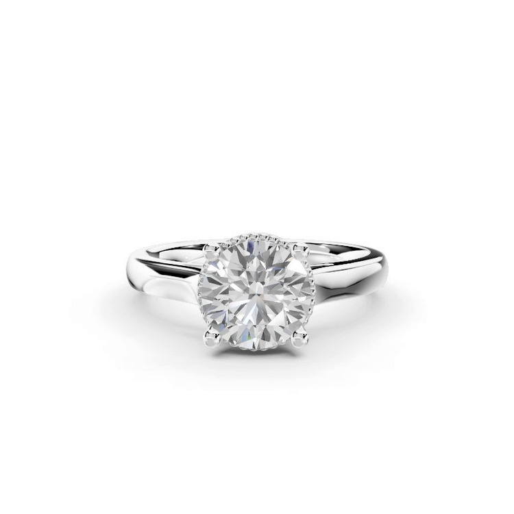 360 degree view of Ravenna Milgrain Halo Solitaire Engagement Ring (2.5mm)