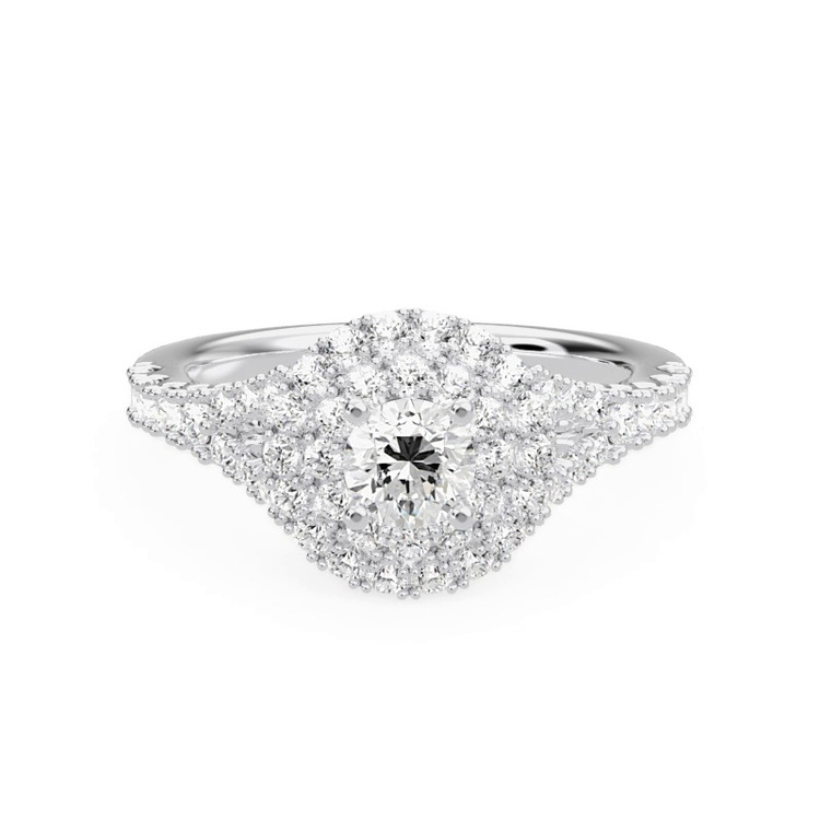 360 degree view of Bellamy Double Halo Engagement Ring