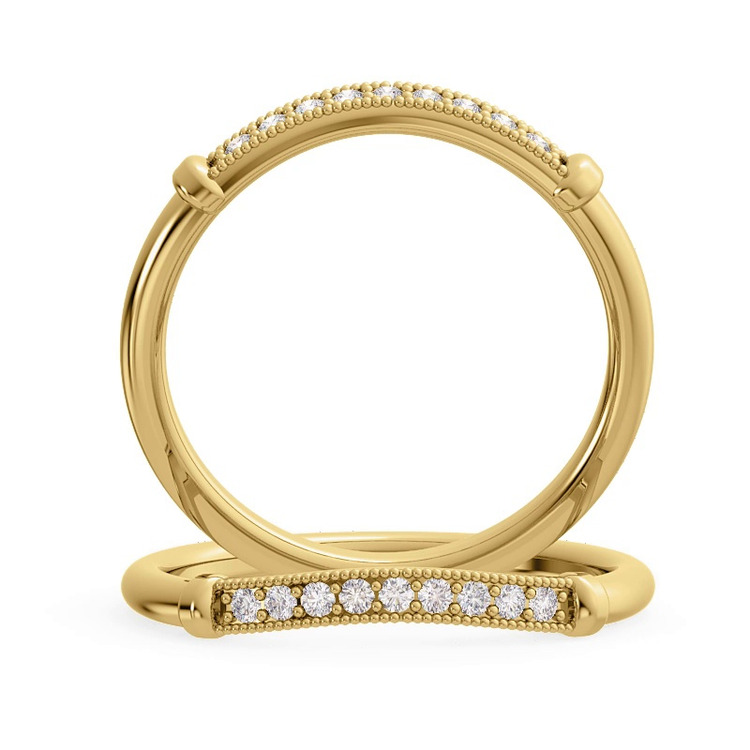 360 degree view of Solaris Beaded Curved Diamond Band