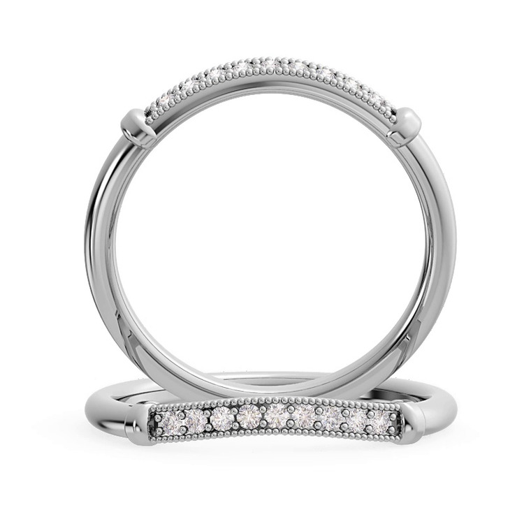 360 degree view of Solaris Beaded Curved Diamond Band