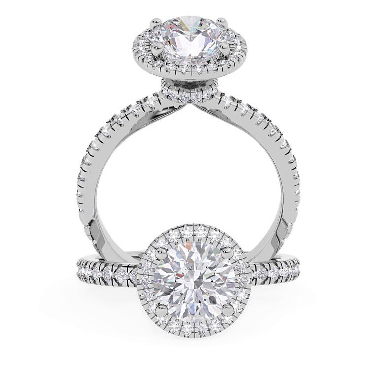 360 degree view of Delores Halo Engagement Ring