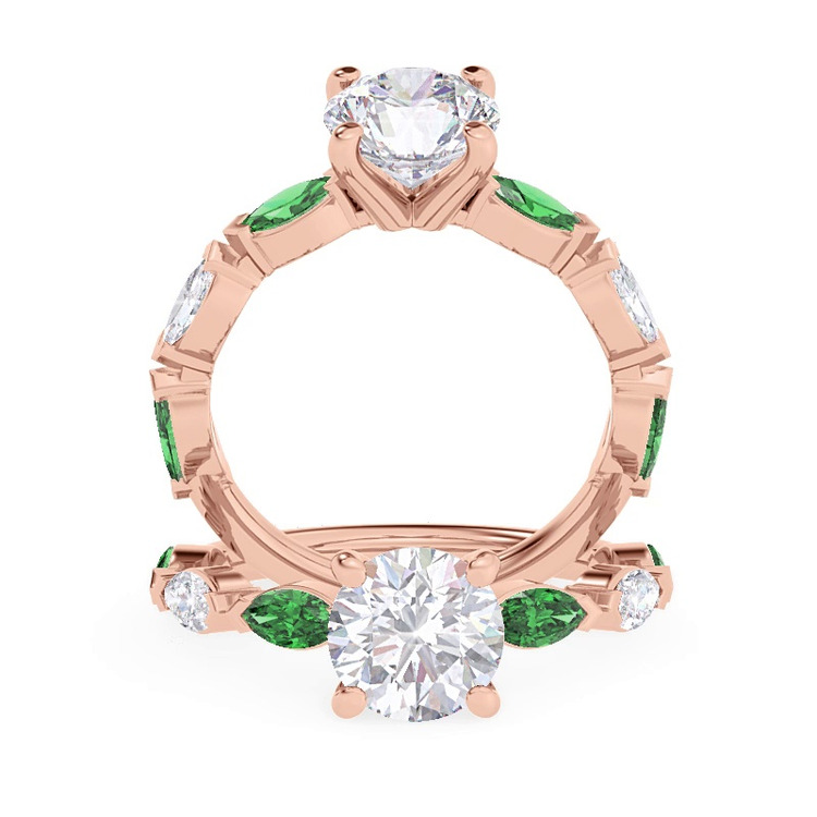 360 degree view of Clora Emerald And Diamond Engagement Ring