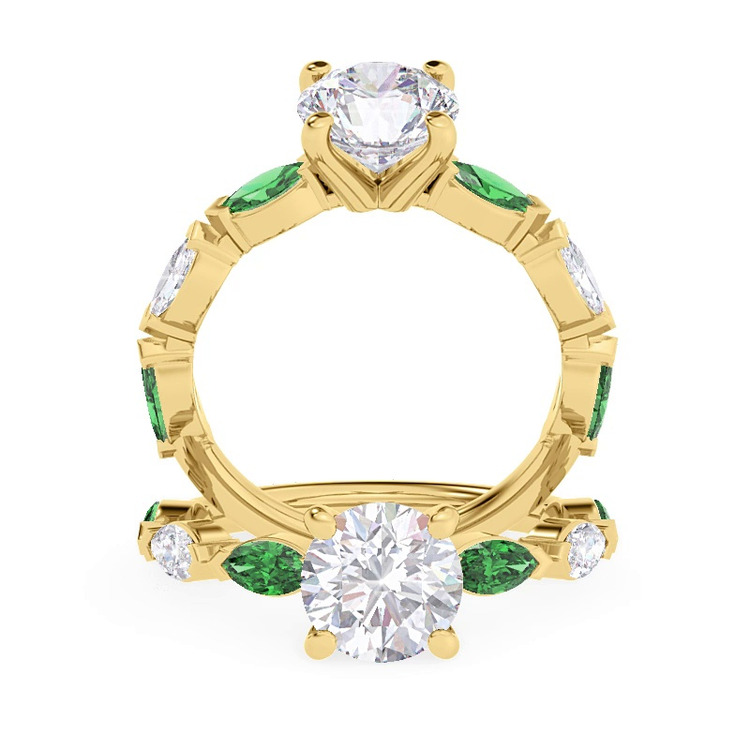 360 degree view of Clora Emerald And Diamond Engagement Ring