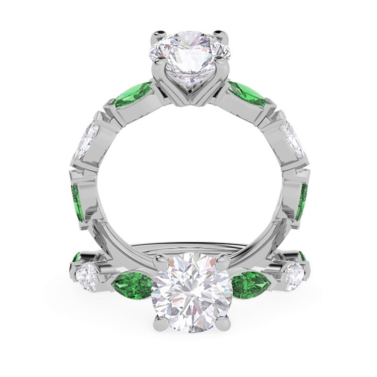 360 degree view of Clora Emerald And Diamond Engagement Ring