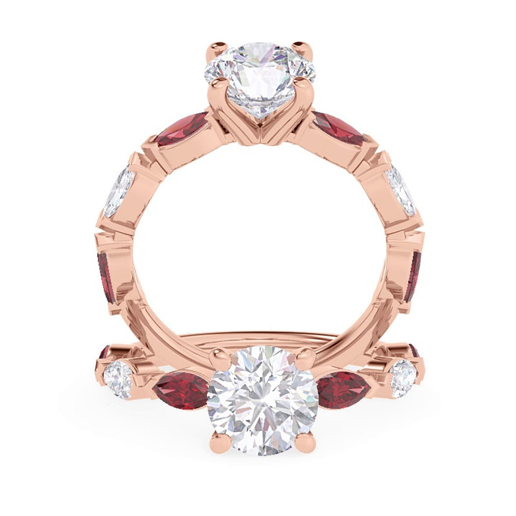 360 degree view of Adamina Ruby And Diamond Engagement ring